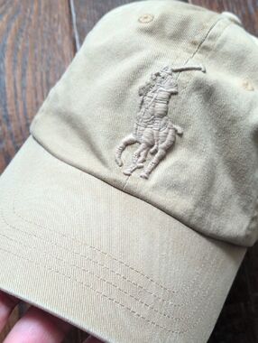 POLO RALPH LAUREN I Classic Coastal Beige Tan Embroidered Big Pony Baseball Cap